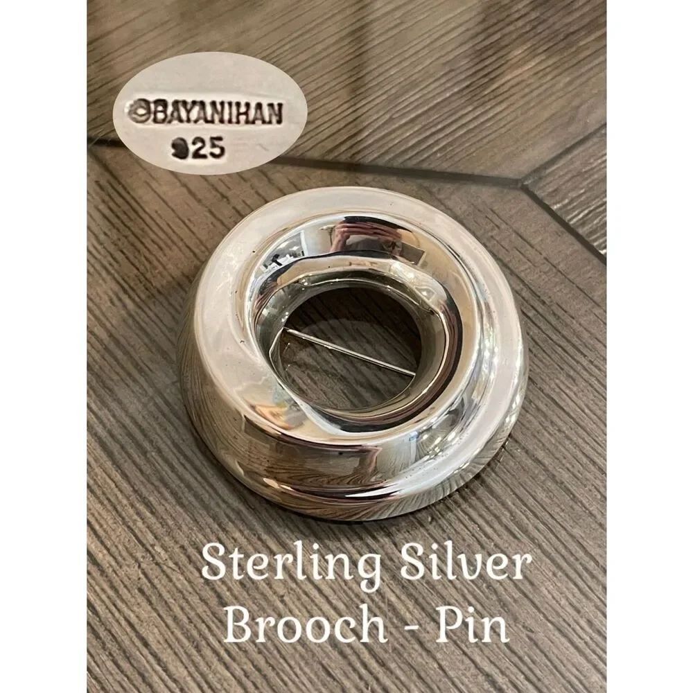 Mikal-Jon Bayanihan Sterling Silver 925 Round Donut Modernist Pin Brooch